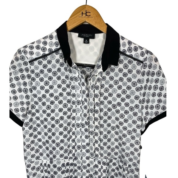 {NWT} Jason Wu Black & White Front Pleated Dress M - Picture 3 of 9